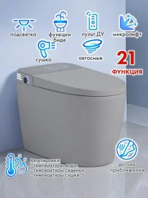 Смарт унитаз HAITEC HT-ESTA101 GRAY автоматизированный с встроенным бачком