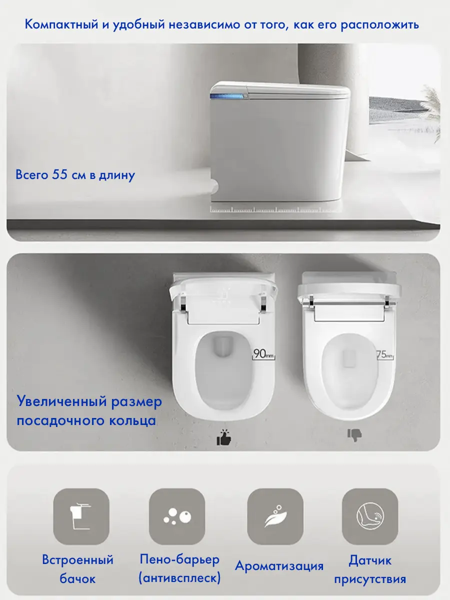 Унитаз смарт голос HT-EST411E Унитаз смарт голос HT-EST411E