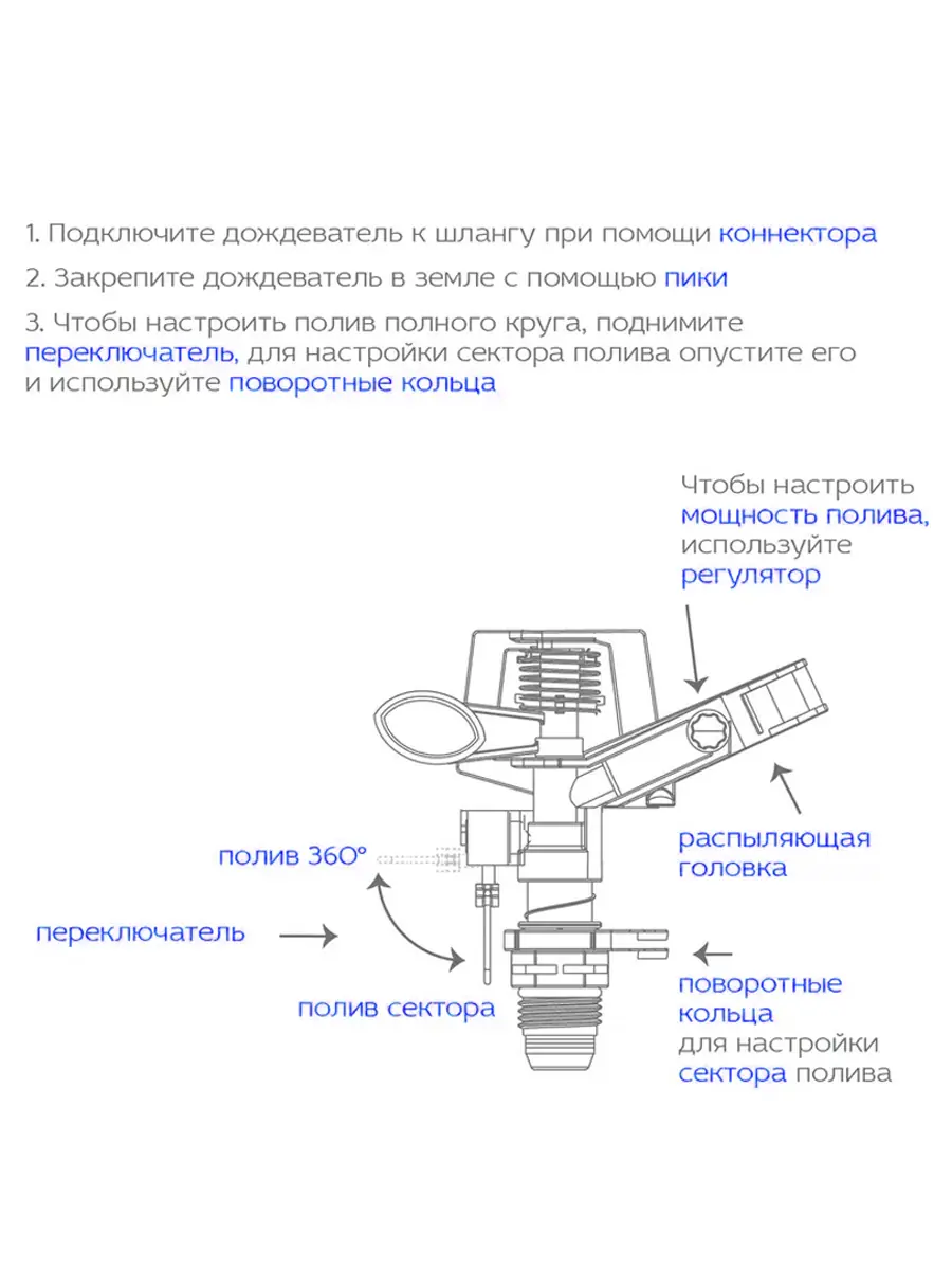 Дождеватель импульсный латунный на пике HAITEC HT-SW18
