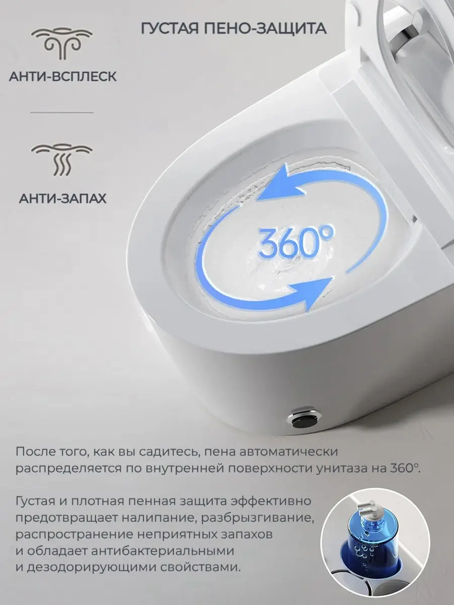 Смарт унитаз подвесной HAITEC HT-ESS556 автоматизированный с встроенным бачком