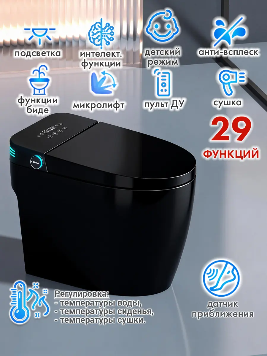 Смарт унитаз HAITEC HT-EST416E автоматизированный с встроенным бачком