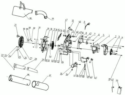 З/Ч для воздуходувки HT-LBS128P Трубка воздуходувки сторона двигателя №1(пластик