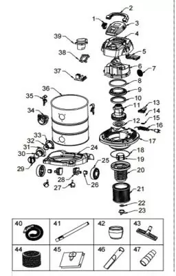 Запчасть для пылесоса База пластиковая для HT-VC251400/HT-VC301500 MWD206SNo24