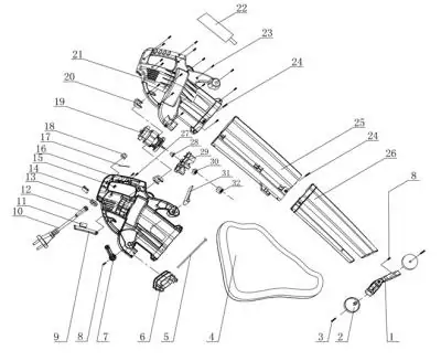 Запасная часть электрической воздуходувки пылесоса HT-ELB3000  Двигатель электрический в сборе 800Вт позиция 19 7110626015