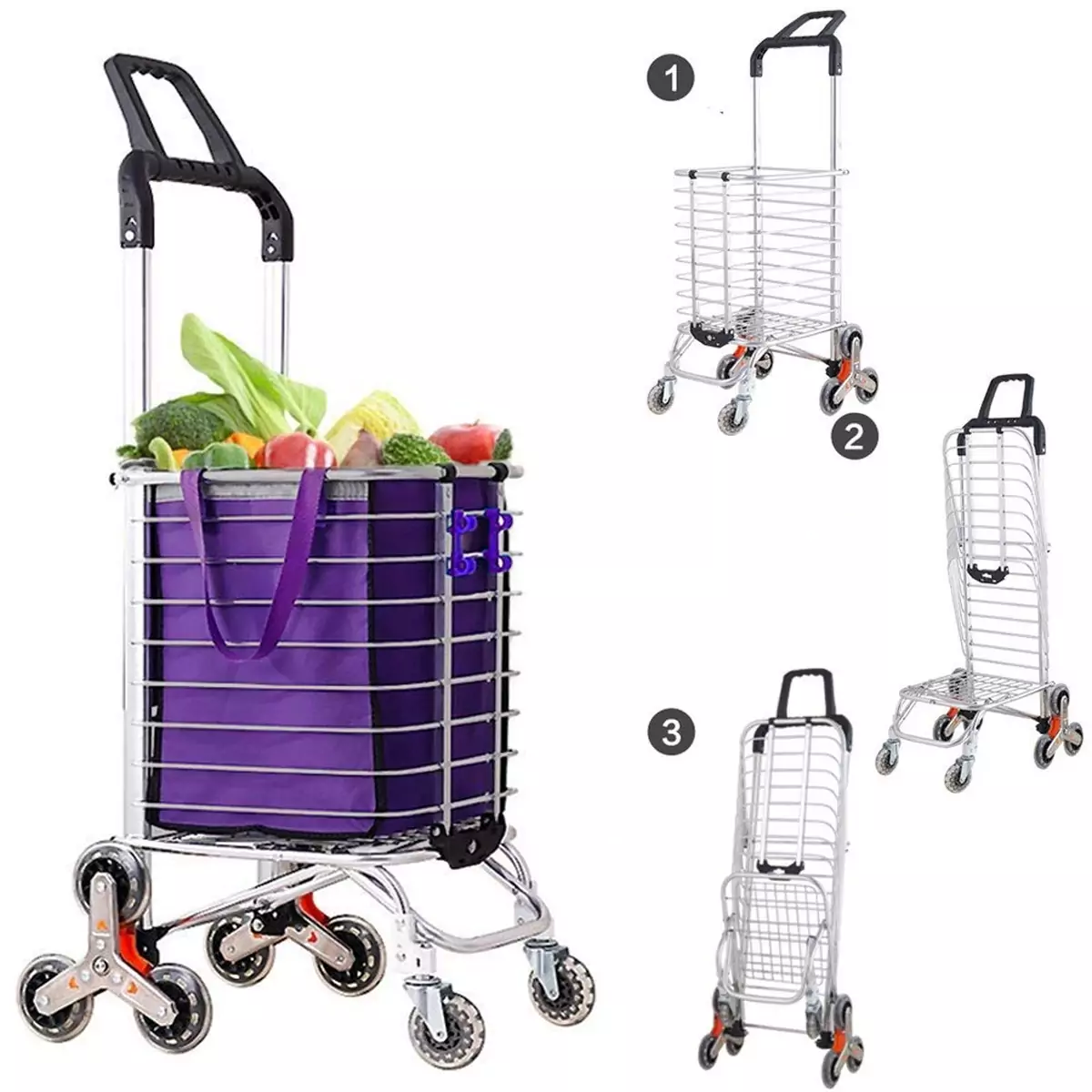 Сумка-тележка складная хозяйственная  HAITEC HT-СТ20V, грузоподъемность 20 кг