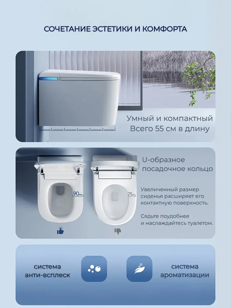 Унитаз смарт подвесной HAITEC HT-ESTY3WE