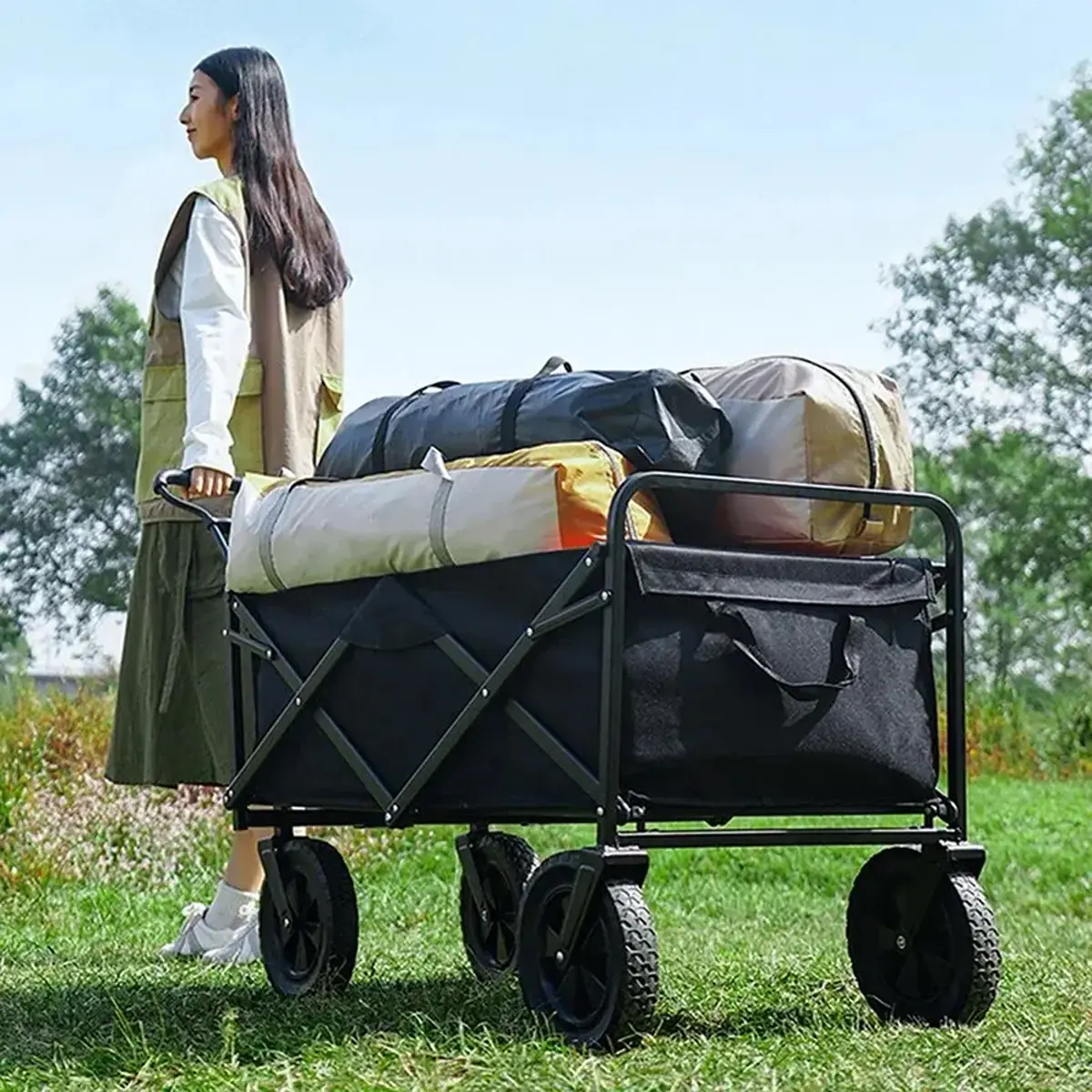 Тележка садовая складная HAITEC HT-СТ735B, 100 кг