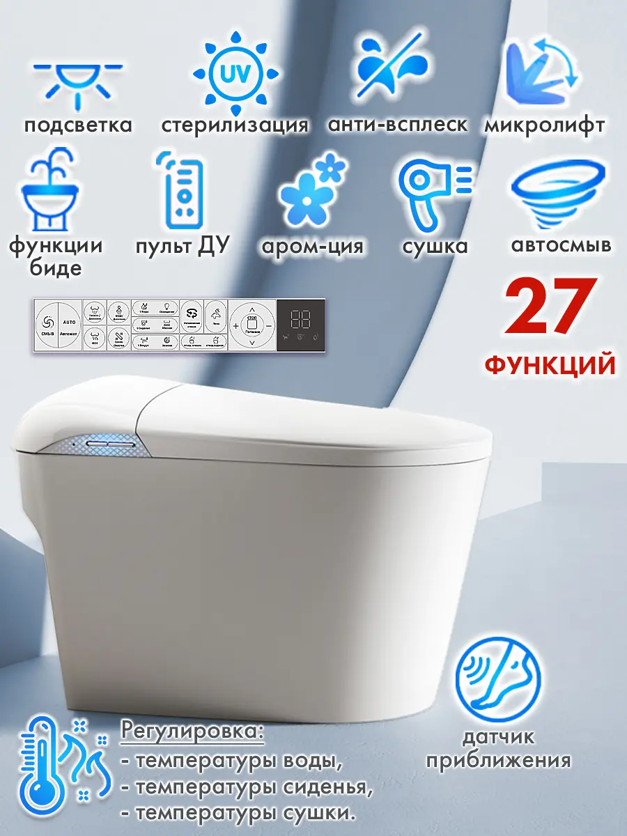 Смарт унитаз HAITEC HT-ESTE5E автоматизированный с встроенным бачком Смарт унитаз HAITEC HT-ESTE5E автоматизированный с встроенным бачком