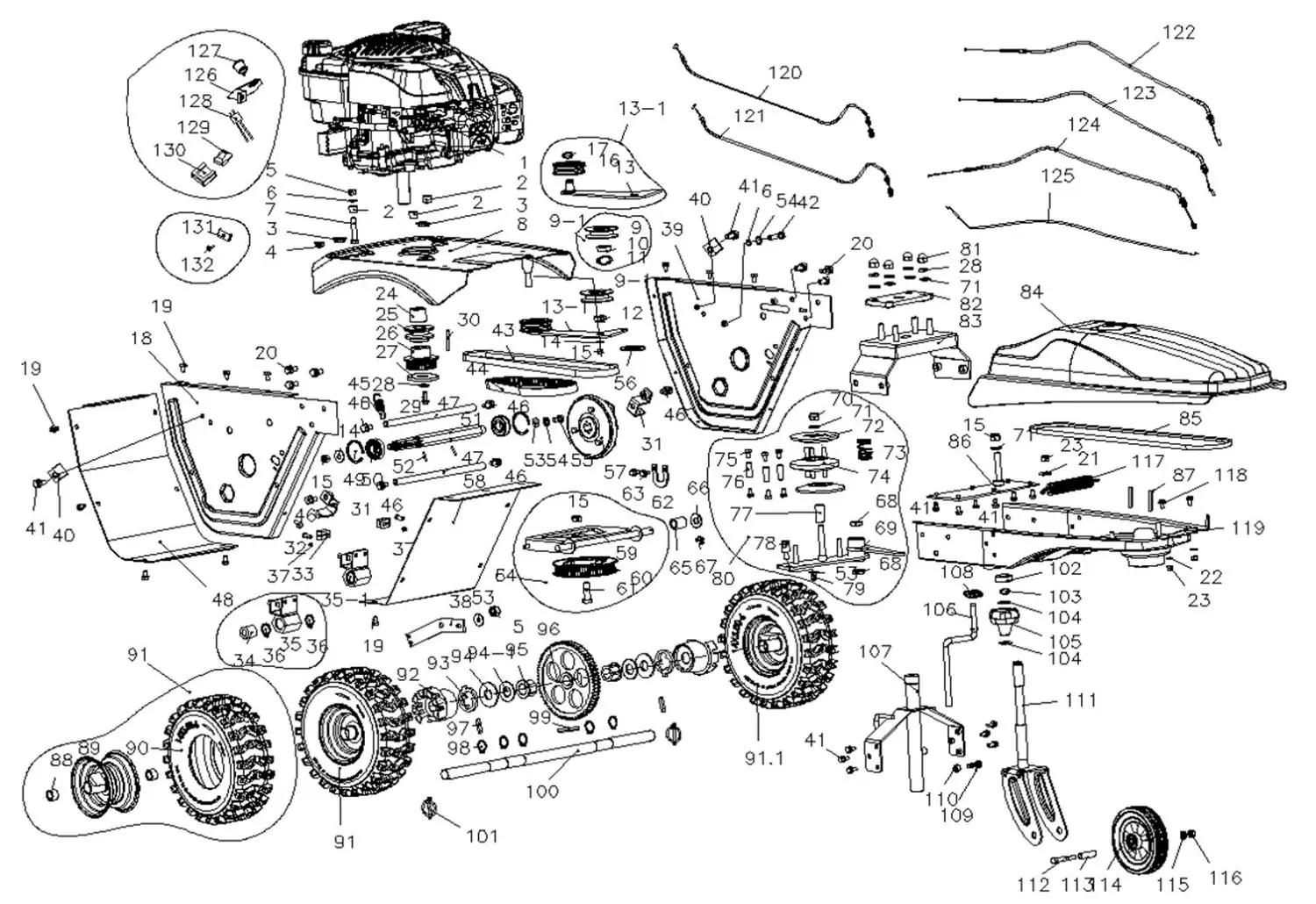З/Ч двигателя подметальной машины HT-KF196100 Стартер ручной в сборе (пластик)