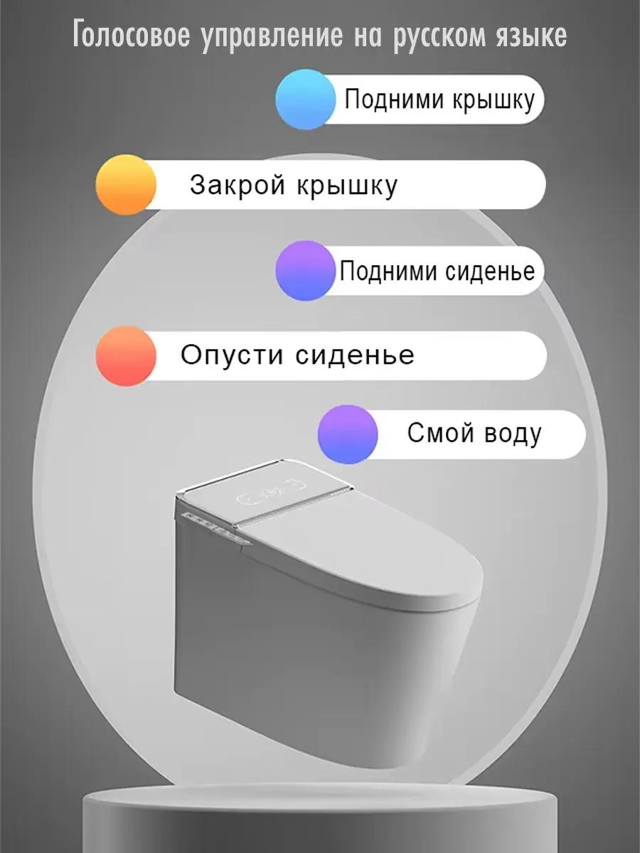 Унитаз смарт HAITEC HT-EST414E с бачком и голосовым управлением Унитаз смарт HAITEC HT-EST414E с бачком и голосовым управлением