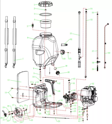 З/Ч для бенз опрыскивателя HT-SP4T31 Амотризаторы седла двигателя(пластик)№39
