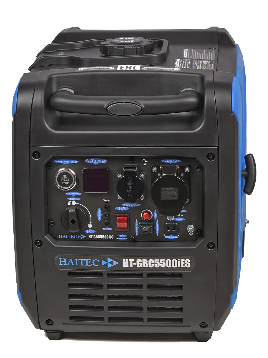 Генератор бензиновый HAITEC HT-GBС5500IES 5500 Вт инверторный кемпинговый с электростартом Генератор бензиновый HAITEC HT-GBС5500IES 5500 Вт инверторный кемпинговый с электростартом