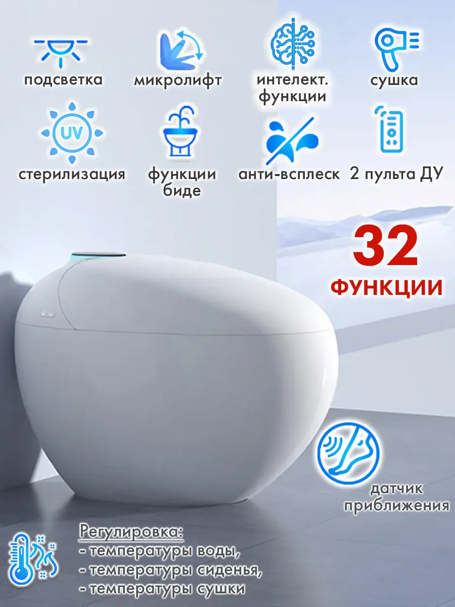 Смарт унитаз HT-EST415E WHITE автоматизированный с встроенным бачком