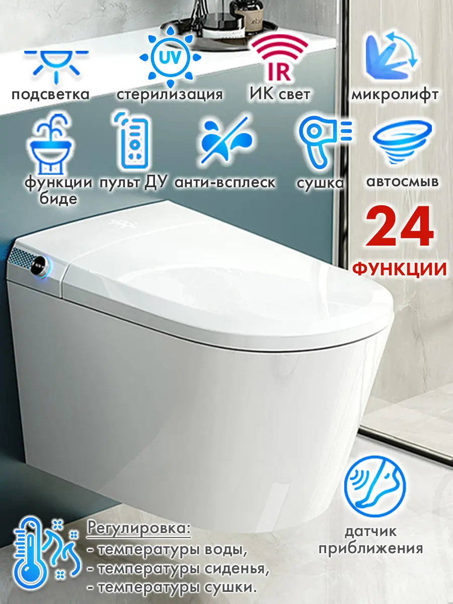 Смарт унитаз подвесной HAITEC HT-ESTPG01 с встроенным бачком автоматизированный