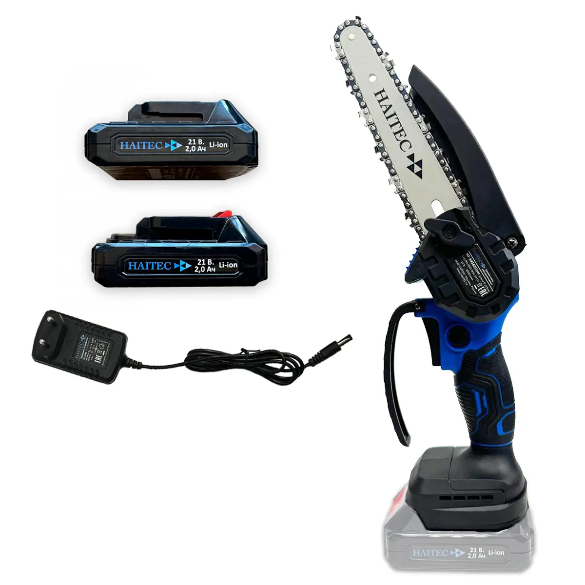 Цепная мини-пила HAITEC HT-AKS62Li с 2 аккумуляторами 2 Ач