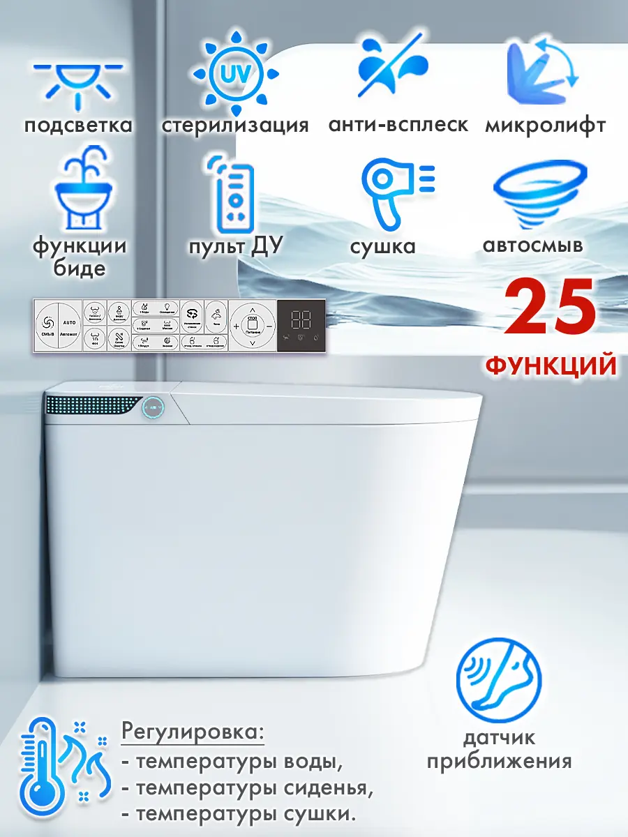 Смарт унитаз HAITEC HT-EST963E автоматизированный с встроенным бачком